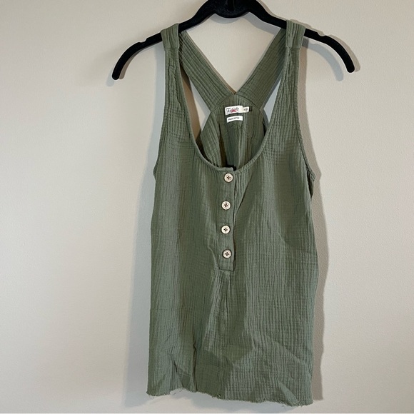 Faherty Tops - Faherty Women’s Olive Green Organic Cotton Gauze Tank Top XS